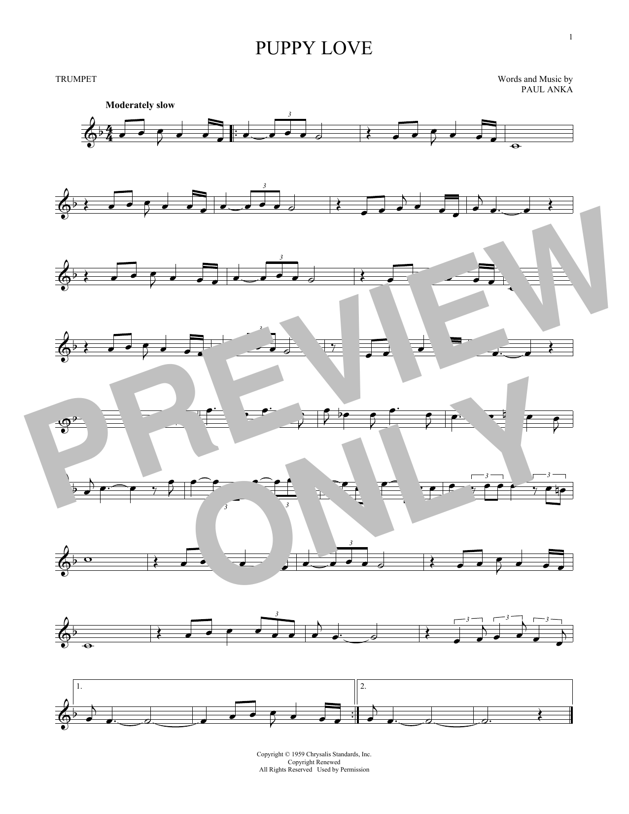 Produktgalerie: Seite 1 von 1 Puppy Love, Paul Anka, Trompete