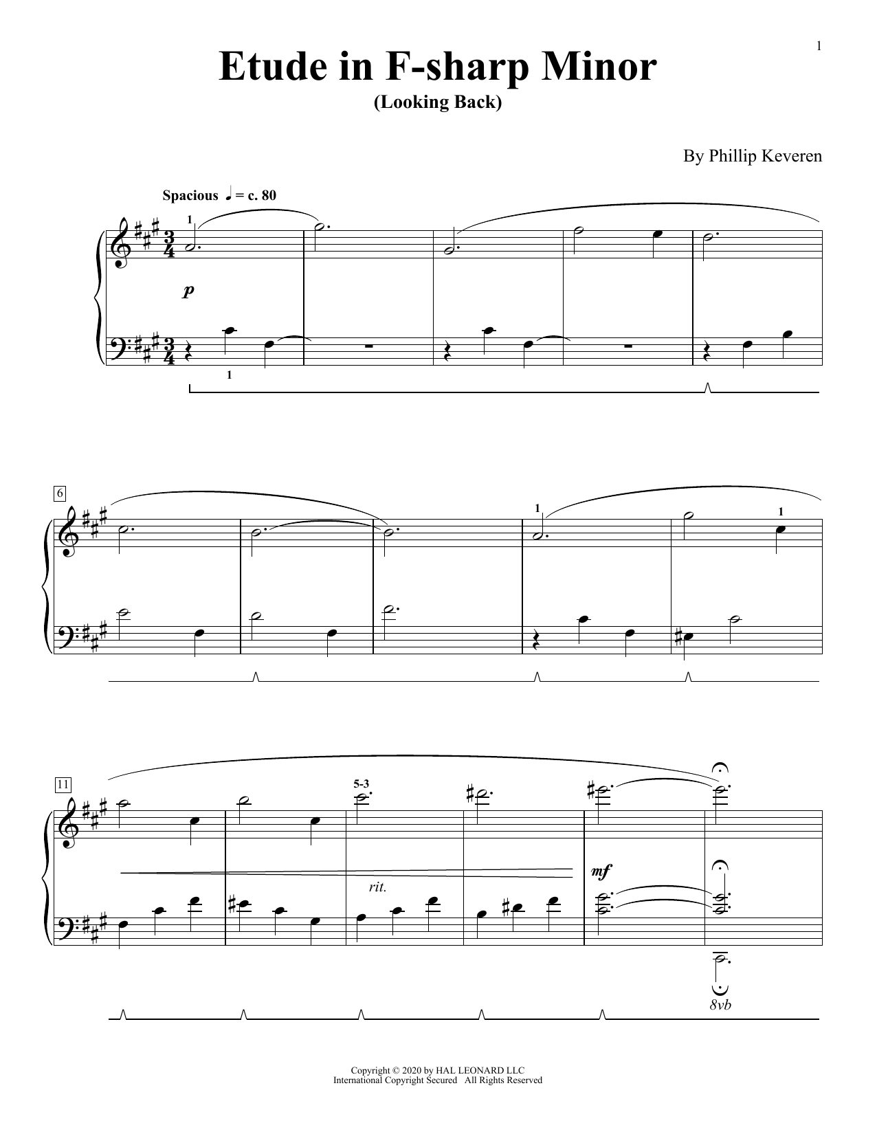 Product gallery: Page 1 of 1 Etude In F-Sharp Minor (Looking Back), Phillip Keveren