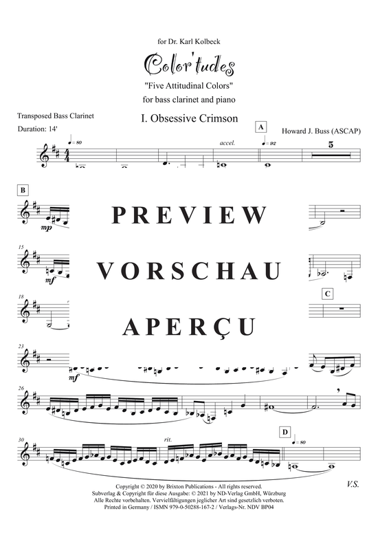 Product gallery: Page 34 of 44 Color´tudes - Five Attitudinal Colors , , (bass clarinet + piano)