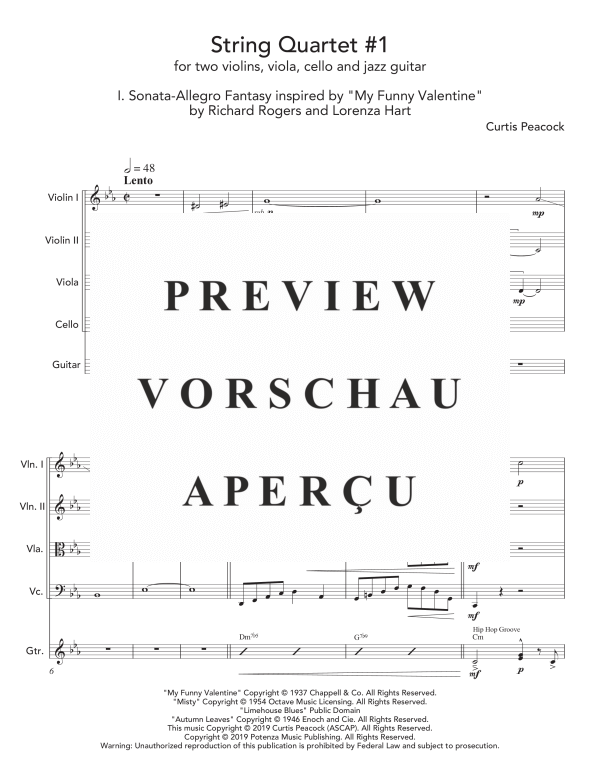 Product gallery: Page 5 of 11 String Quartet #1, , (string quartet and jazz guitar)