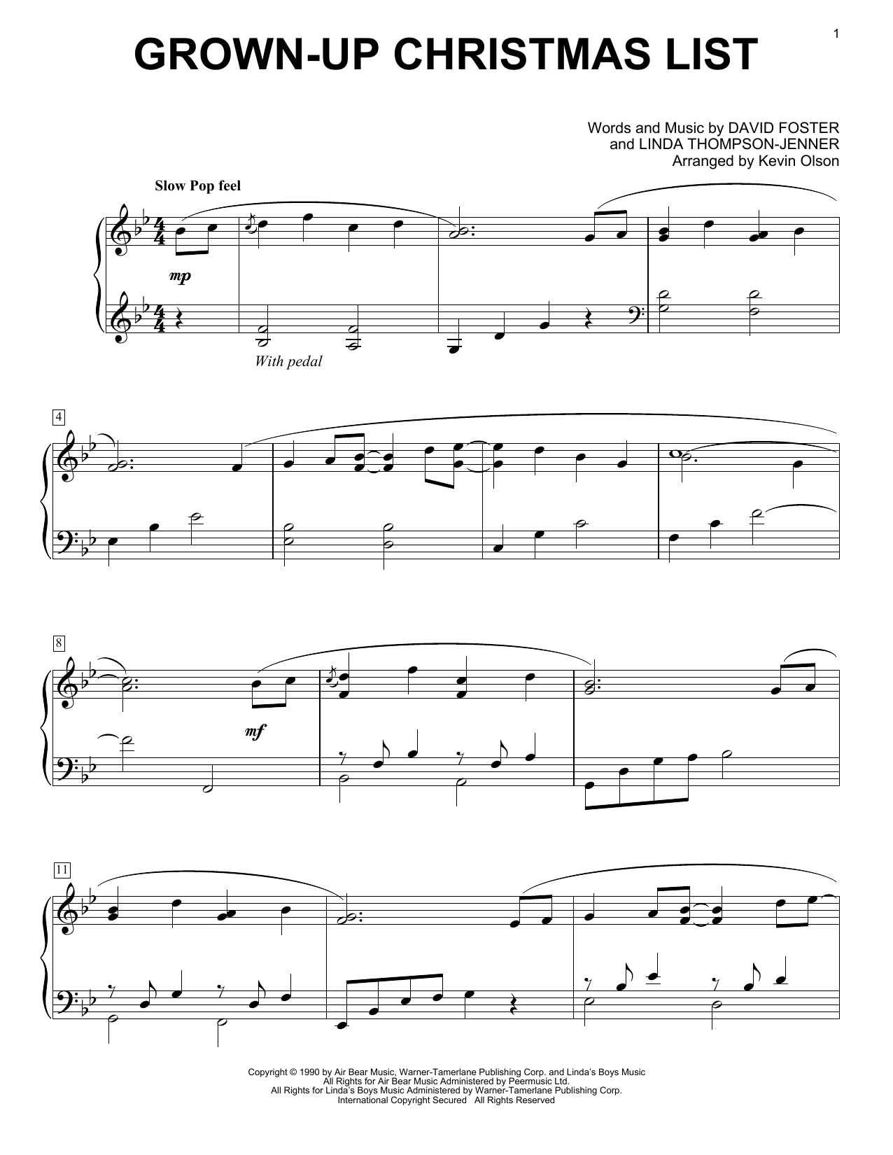 Product picture to: Grown-Up Christmas List (arr. Kevin Olson)