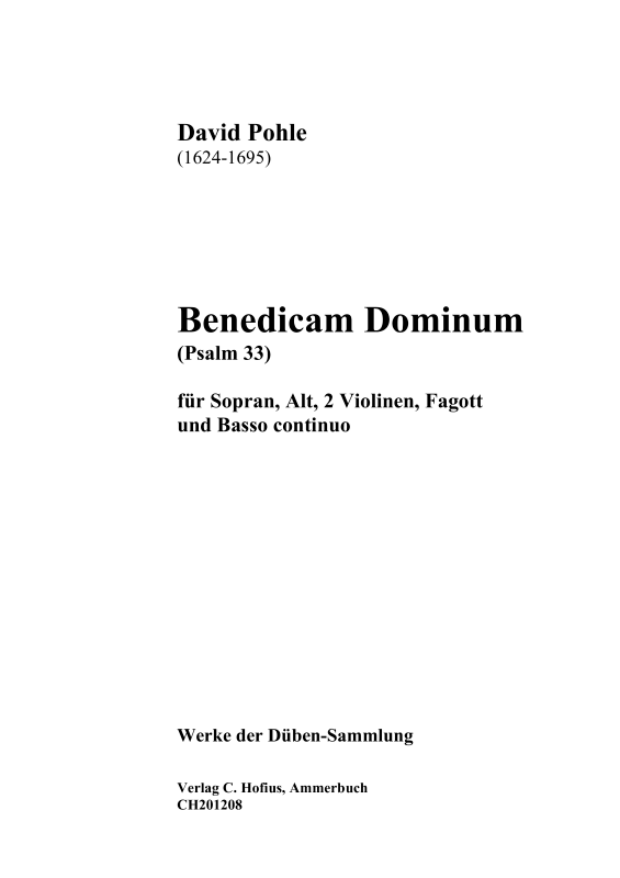 Produktbild zu: Benedicam Dominum (Psalm 33)David Pohle