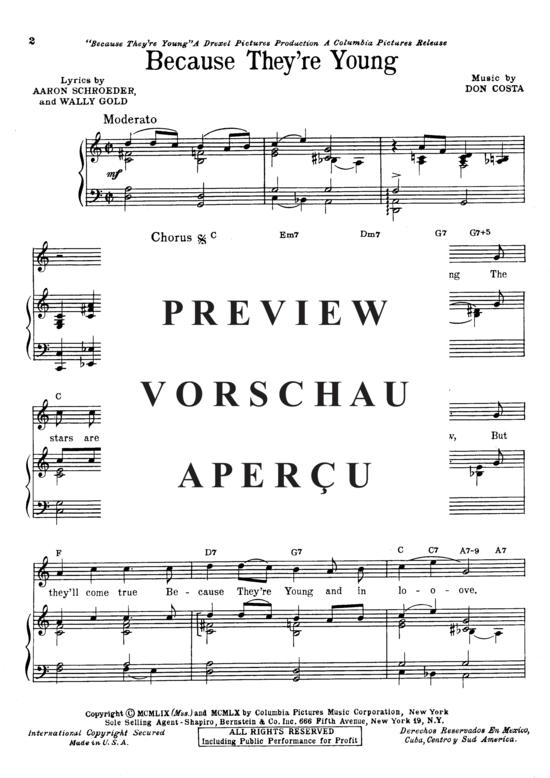Produktgalerie: Seite 3 von 8 Because They're Young , Soundtrack, Klavier und Gesang