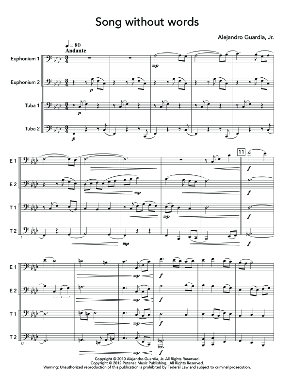 Product gallery: Page 1 of 11 Song Without Words, , (Tuba Quartett EETT)
