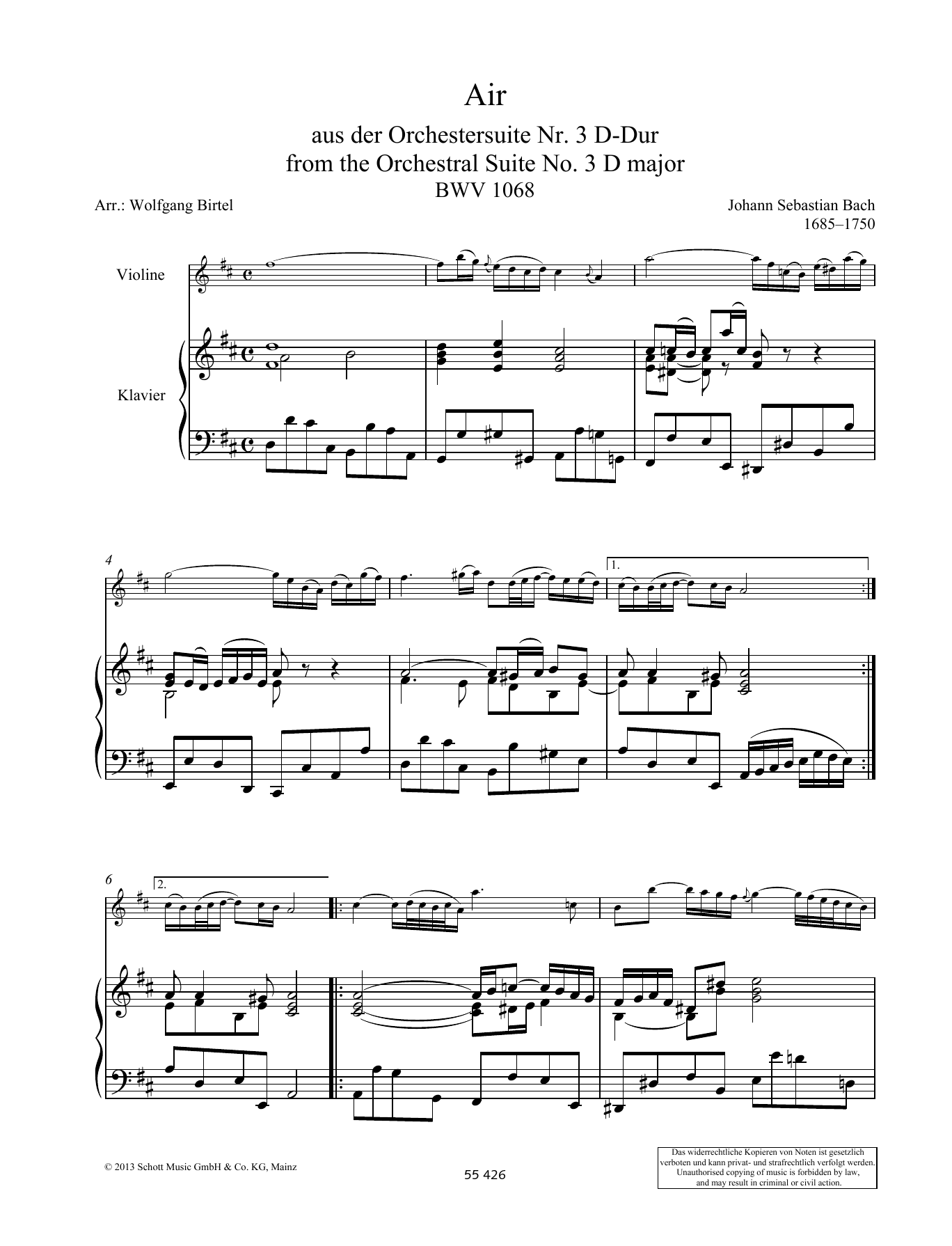 Produktgalerie: Seite 1 von 1 Air, Johann Sebastian Bach