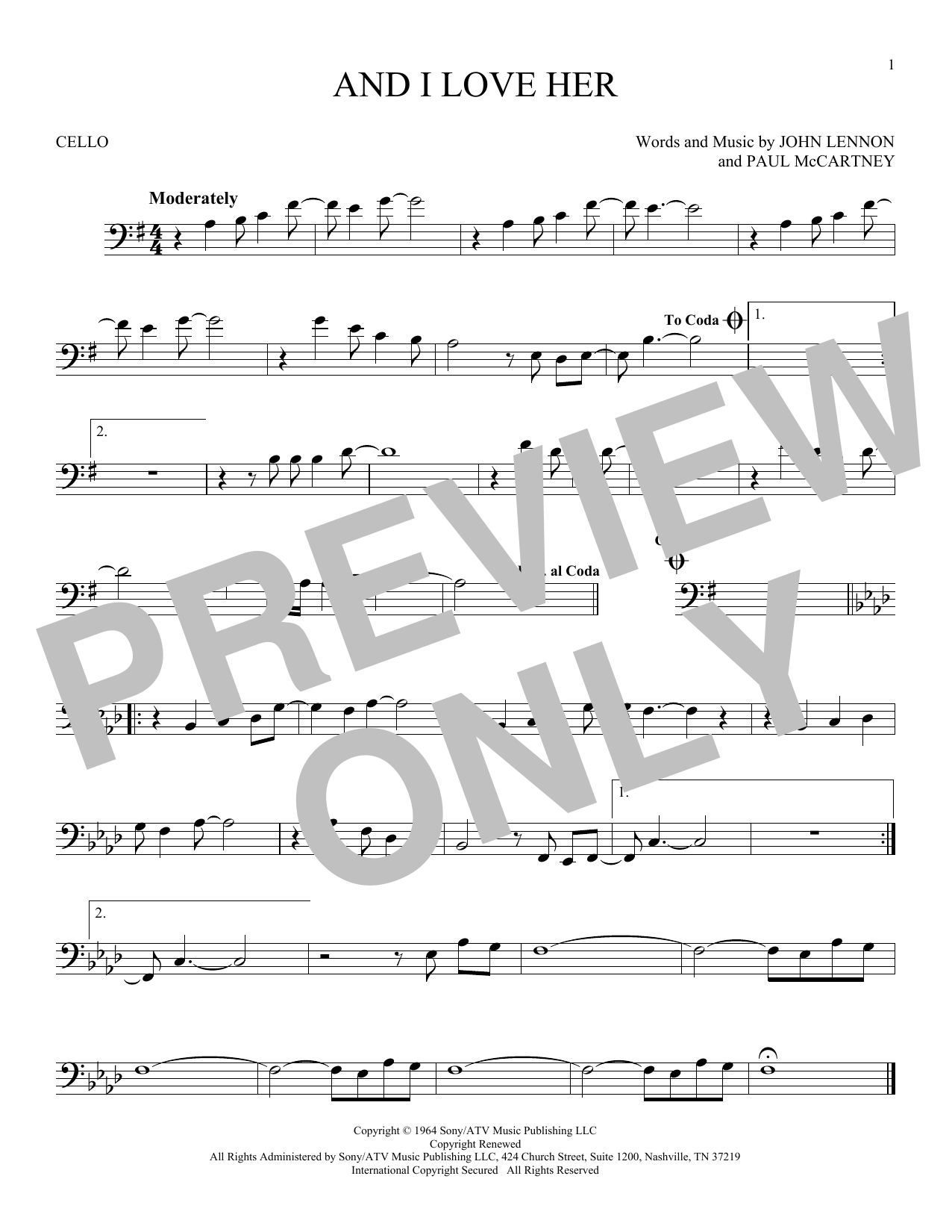 Produktgalerie: Seite 1 von 1 And I Love Her, The Beatles, Violoncello