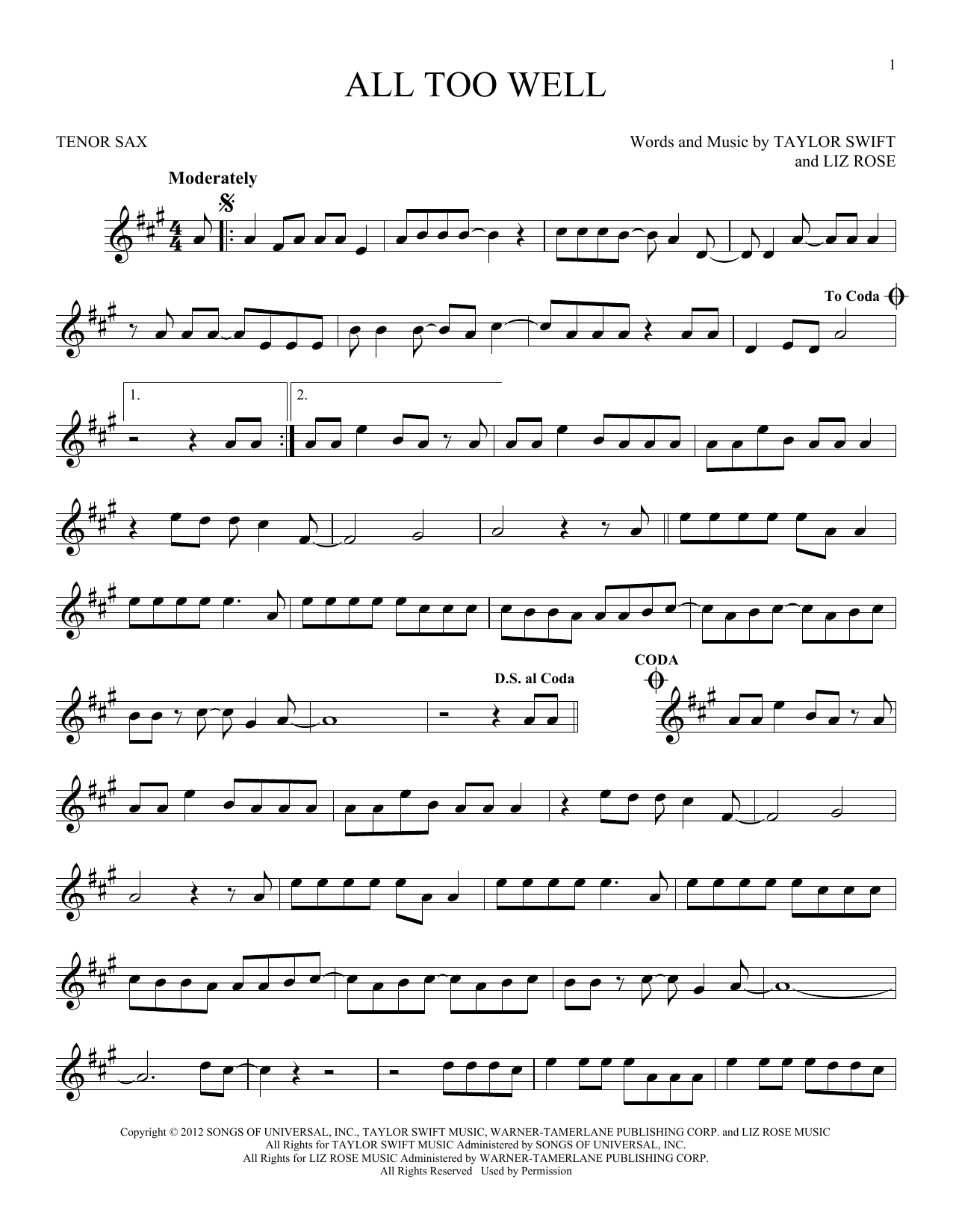 Product gallery: Page 1 of 1 All Too Well, Taylor Swift