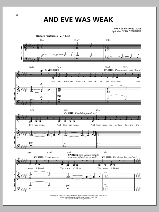 Produktbild zu: And Eve Was Weak (from Carrie The Musical)