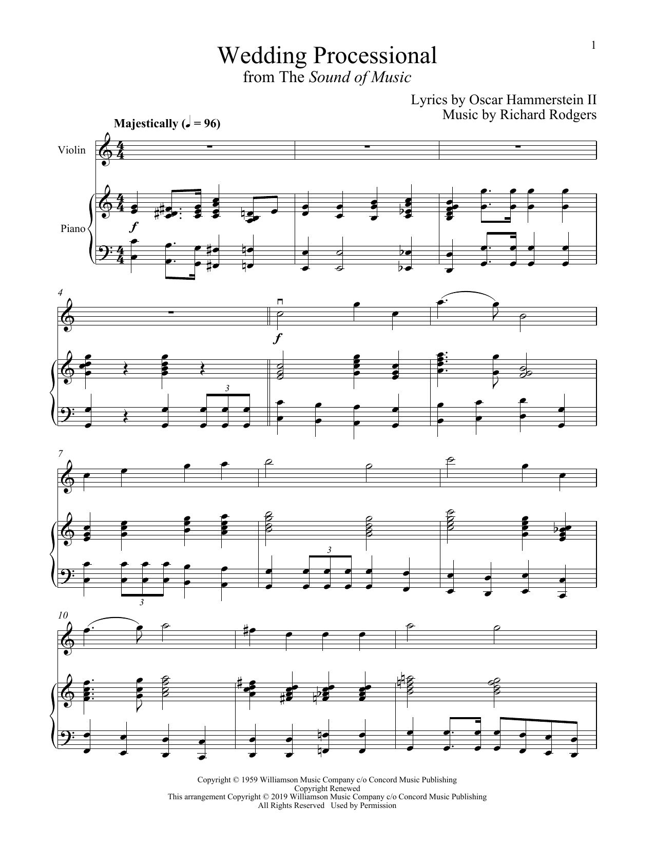 Produktgalerie: Seite 1 von 1 Wedding Processional (from The Sound of Music), Rodgers & Hammerstein, Klavier, Violine