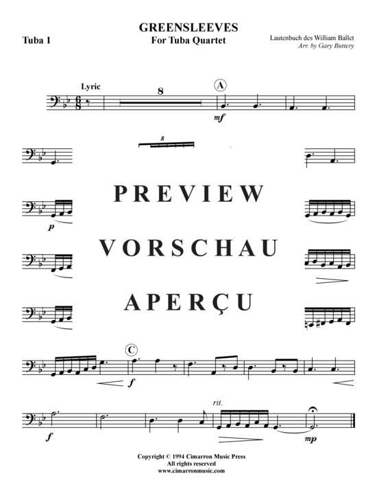 Product gallery: Page 7 of 8 Greensleeves , , (Tuba Quartet: 2x Baritone, 2xTuba)