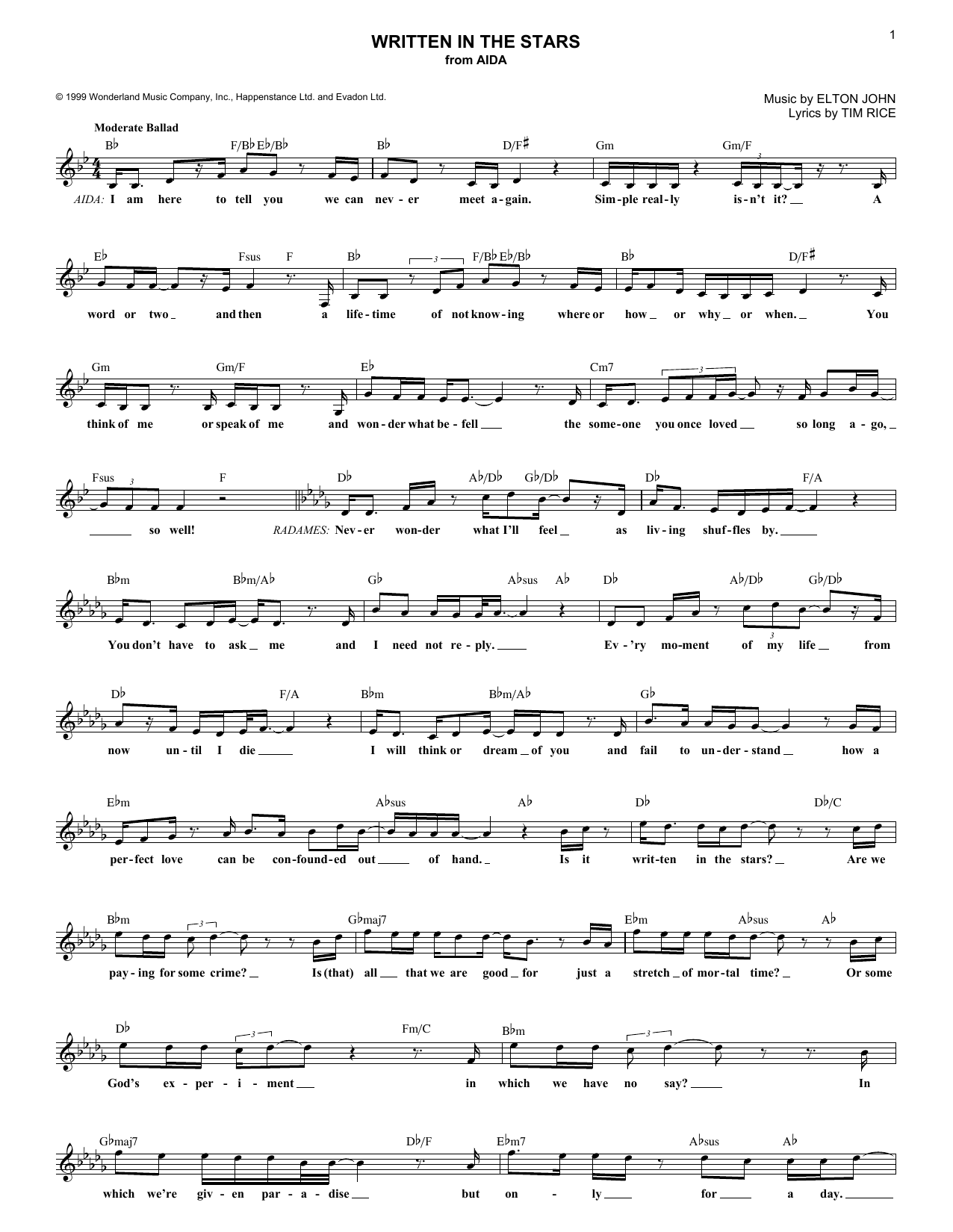 Produktbild zu: Written In The Stars (from Aida)