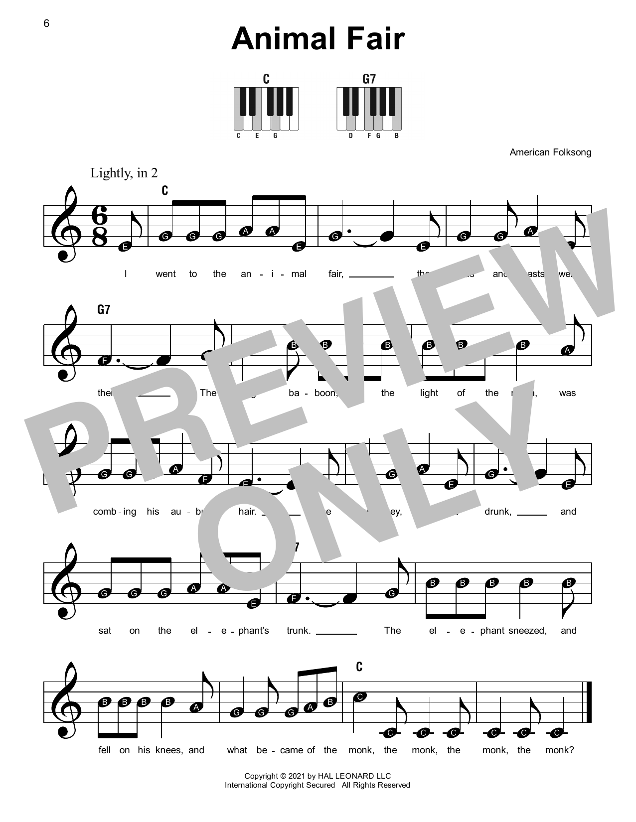 Produktgalerie: Seite 1 von 1 Animal Fair, American Folksong, Klavier