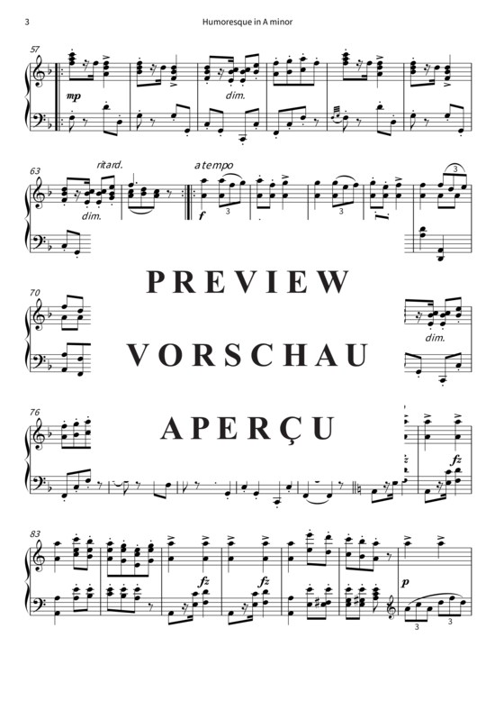 Produktgalerie: Seite 6 von 10 Humoresque in A minor - Op. 101 No. 5, Vivace , , Klavier Solo