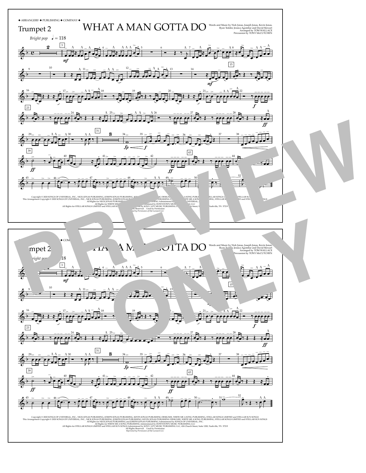 Product picture to: What a Man Gotta Do (arr. Tom Wallace) - Trumpet 2