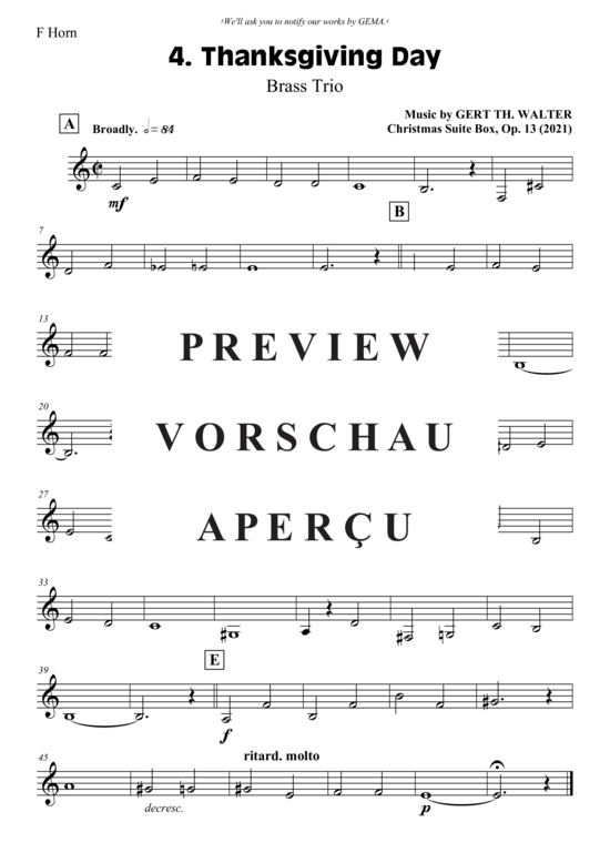 gallery: Thanksgiving Day , , (Blechbläser Trio - 2x Trompete in B + Posaune)