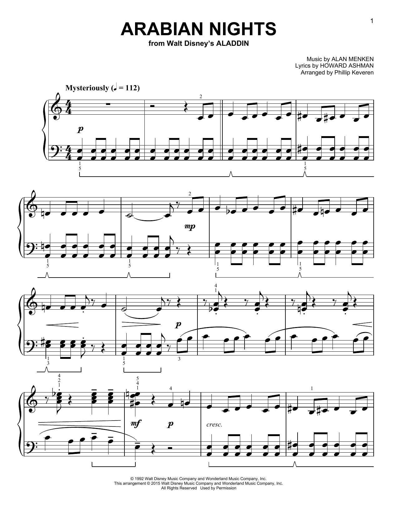 Produktbild zu: Arabian Nights [Classical version] (from Aladdin) (arr. Phillip Keveren)