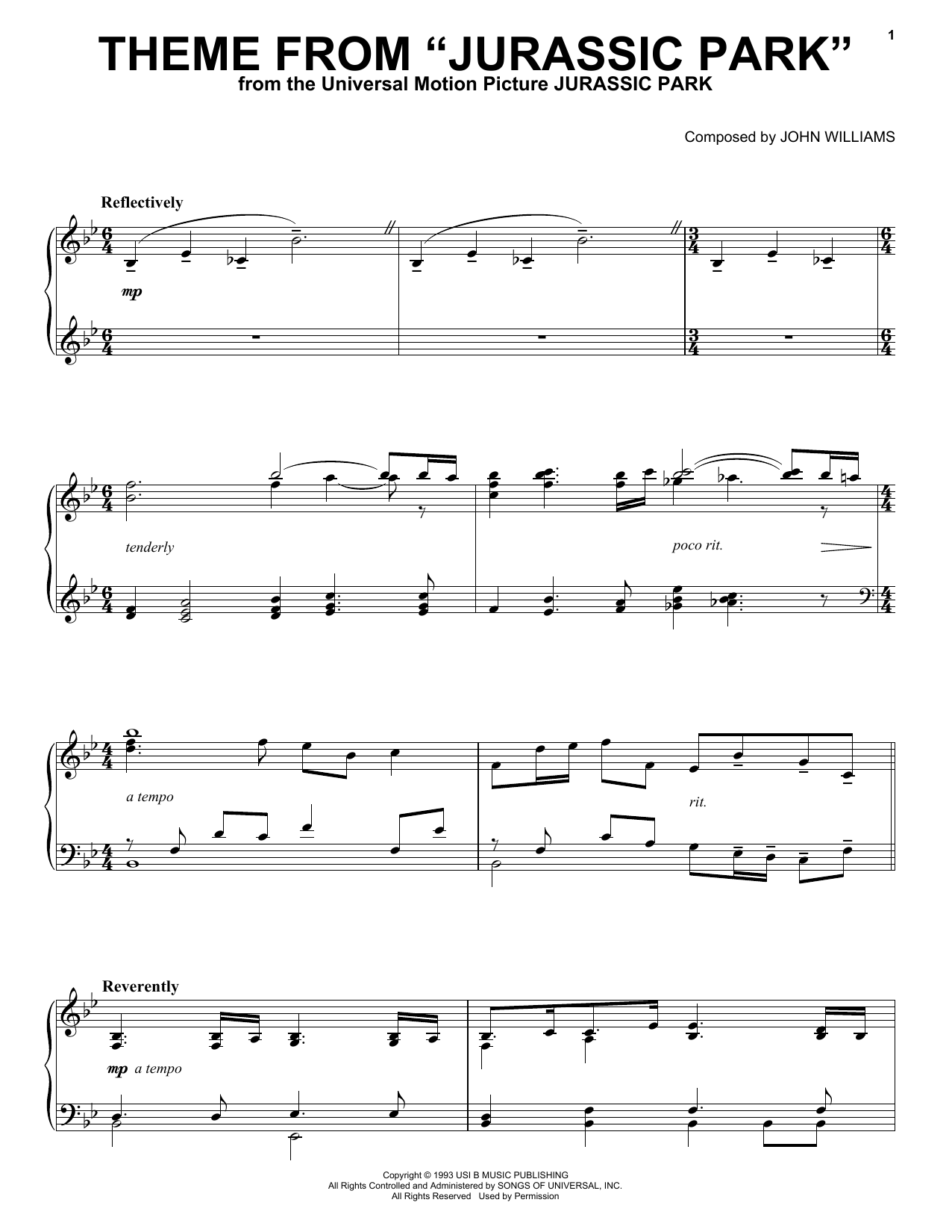 Product picture to:  Theme from Jurassic Park - John Williams