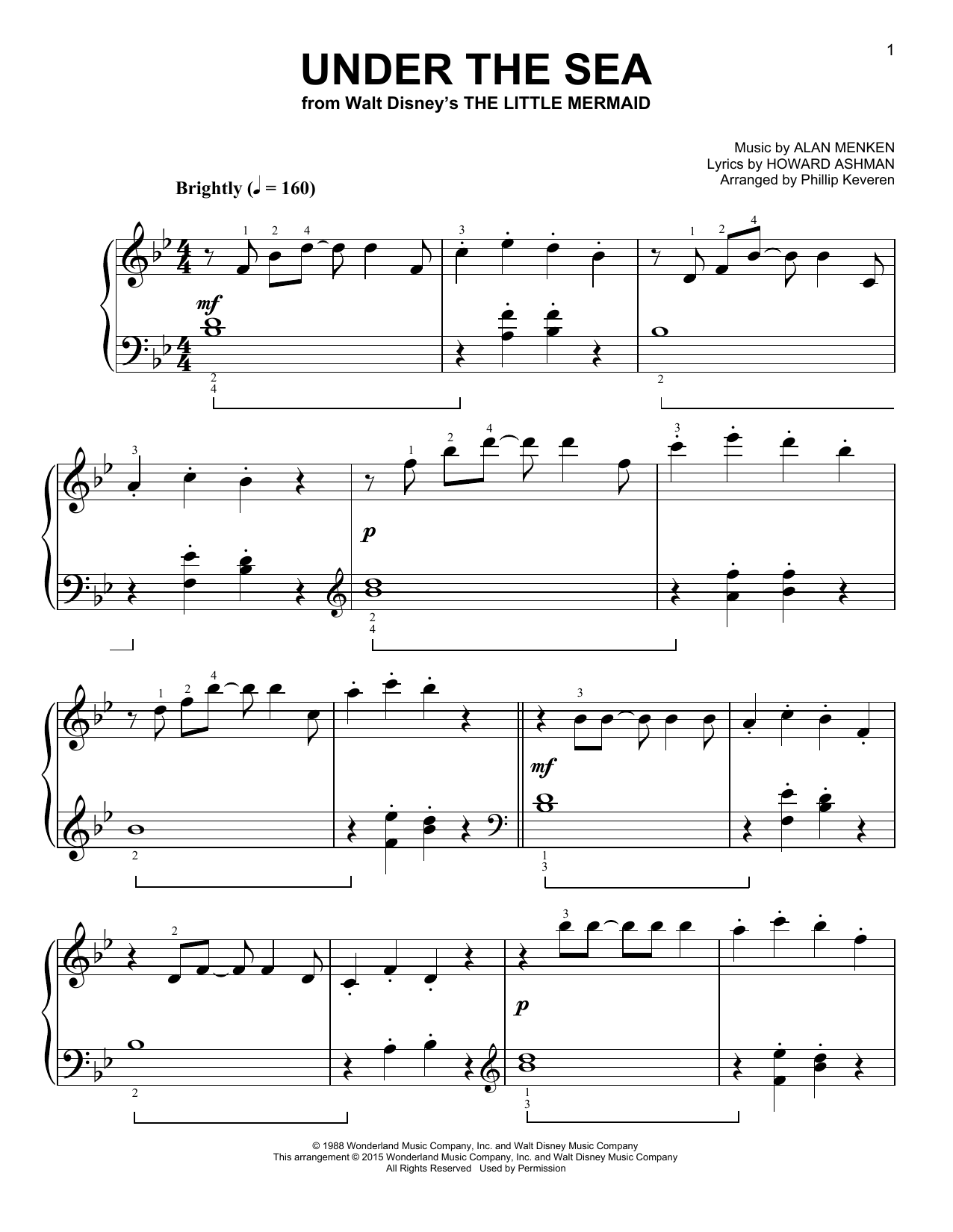 Product picture to: Under The Sea [Classical version] (from The Little Mermaid) (arr. Phillip Keveren)