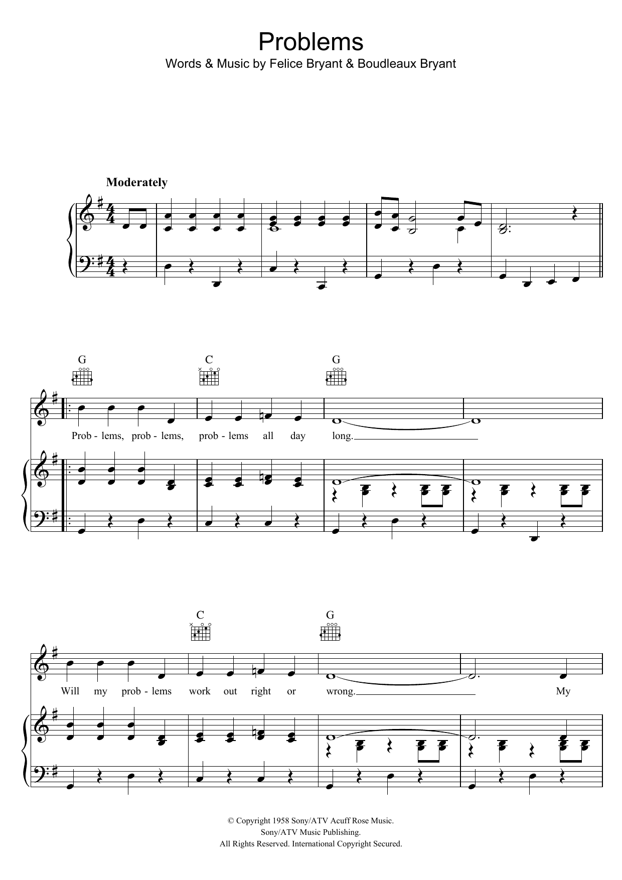 Produktgalerie: Seite 1 von 1 Problems, The Everly Brothers, Gesang, Gitarre, Klavier