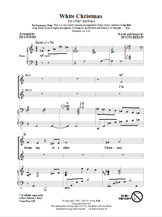 Product gallery: Page 1 of 1 White Christmas (arr. Ed Lojeski), Irving Berlin