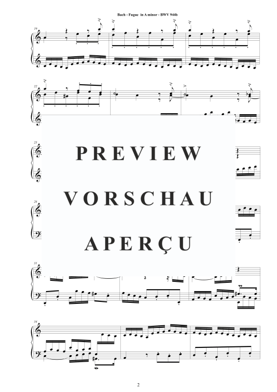 Produktgalerie: Seite 3 von 11 Fuge in A-Moll BWV 944b - Piano Version, , Klavier Solo