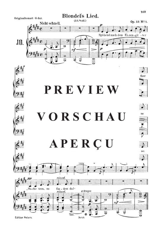 Product gallery: Page 2 of 6 Blondels Lied, Op.53 No.1, , Low Voice and Piano