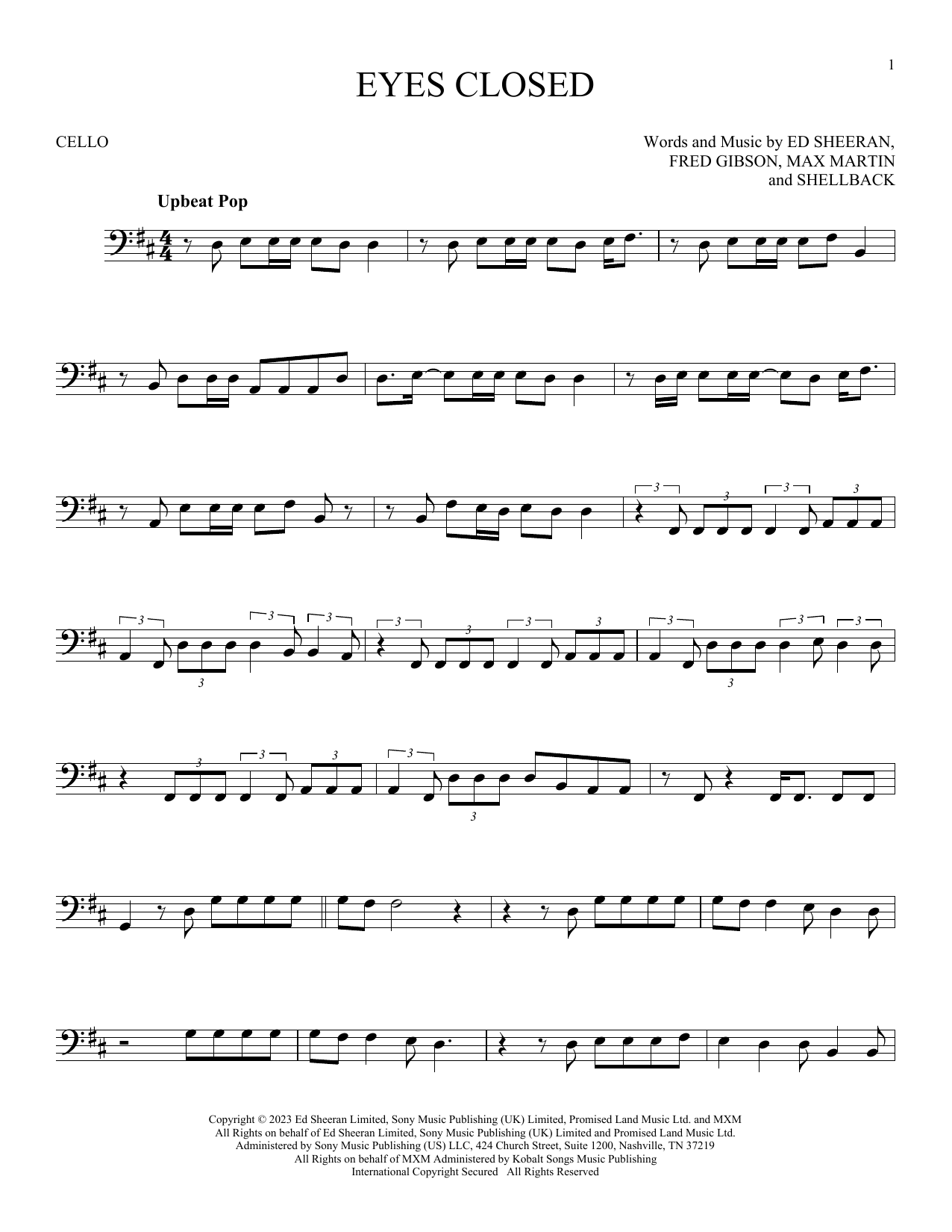 Produktgalerie: Seite 1 von 1 Eyes Closed, Ed Sheeran, Violoncello