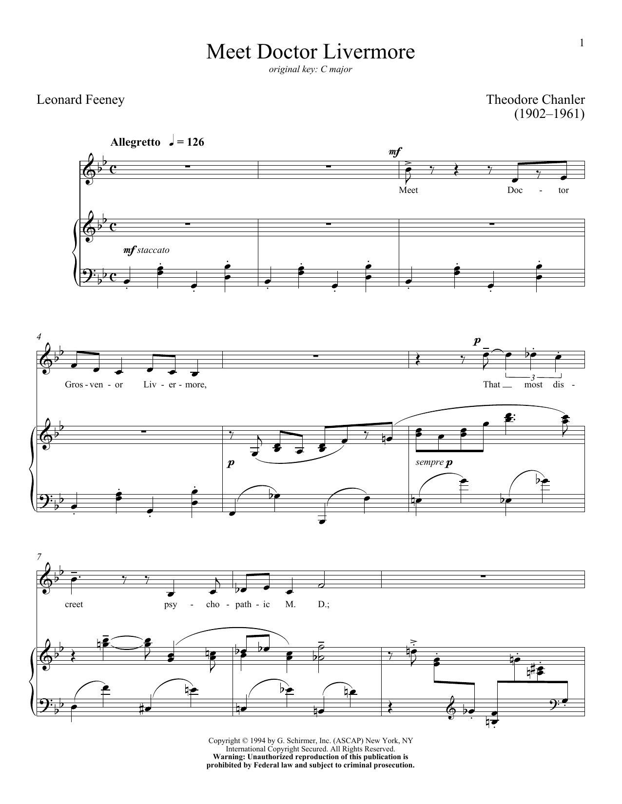 Produktgalerie: Seite 1 von 1 Meet Doctor Livermore, Leonard Feeney, Gesang, Klavier