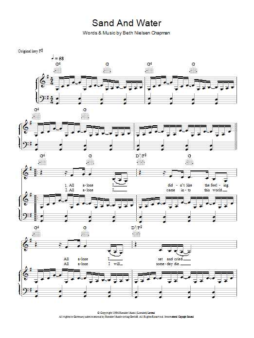 Produktgalerie: Seite 1 von 1 Sand And Water, Beth Nielsen Chapman, Gesang, Gitarre, Klavier
