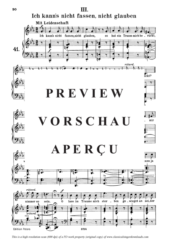 Product gallery: Page 2 of 3 Ich kann's nicht fassen, Op.42 No.3, , Medium Voice and Piano