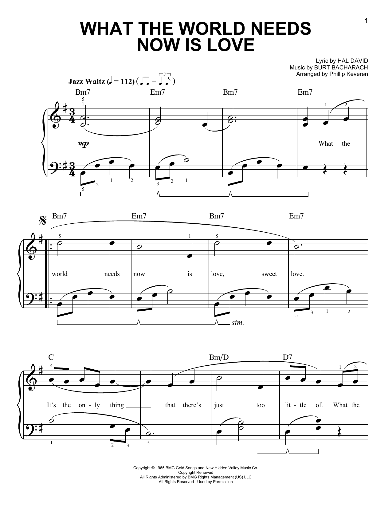 Produktbild zu: What The World Needs Now Is Love (arr. Phillip Keveren)