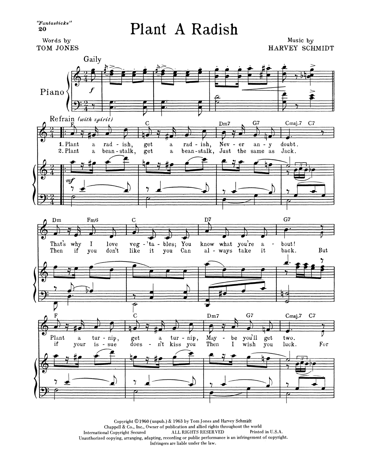 Produktgalerie: Seite 1 von 1 Plant A Radish (from The Fantasticks), Tom Jones, Gesang, Klavier
