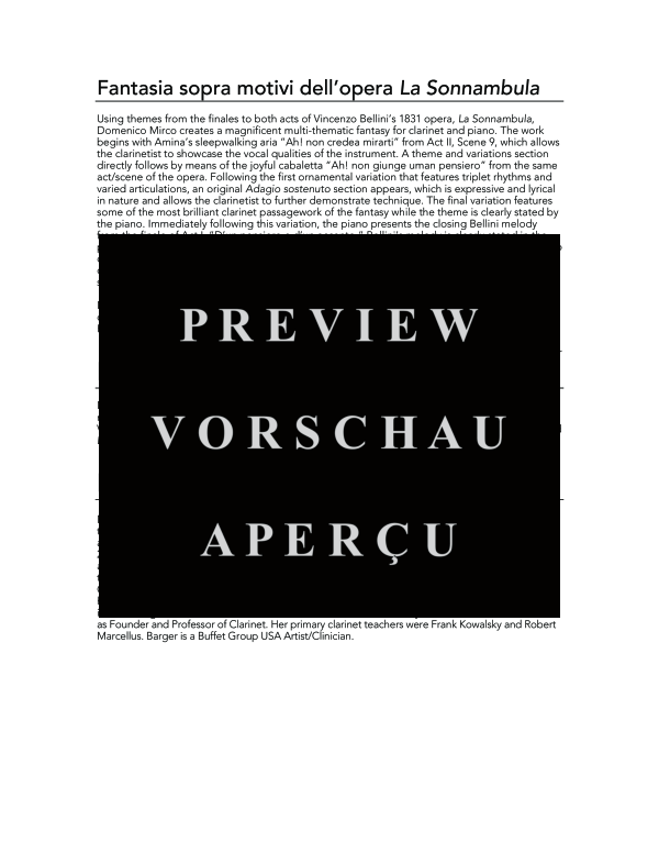 Product gallery: Page 4 of 11 Fantasia sopra motivi dell´opera La Sonnambula, , (clarinet in Bb and piano)