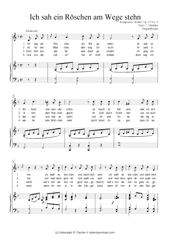 Product picture to: Ich sah ein Röschen am Wege stehn  Weber, Op. 15 No. 5