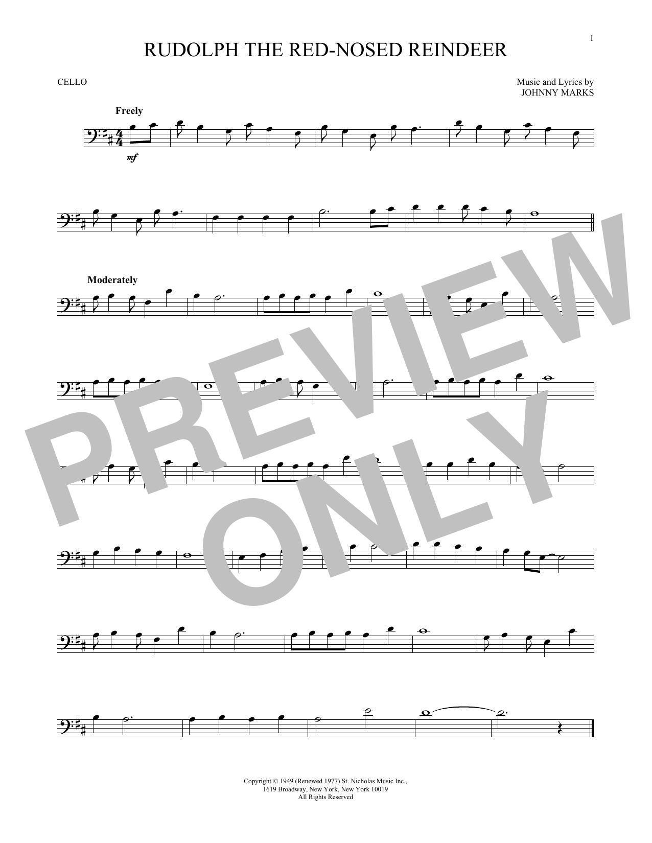 Produktgalerie: Seite 1 von 1 Rudolph The Red-Nosed Reindeer, Johnny Marks, Violoncello