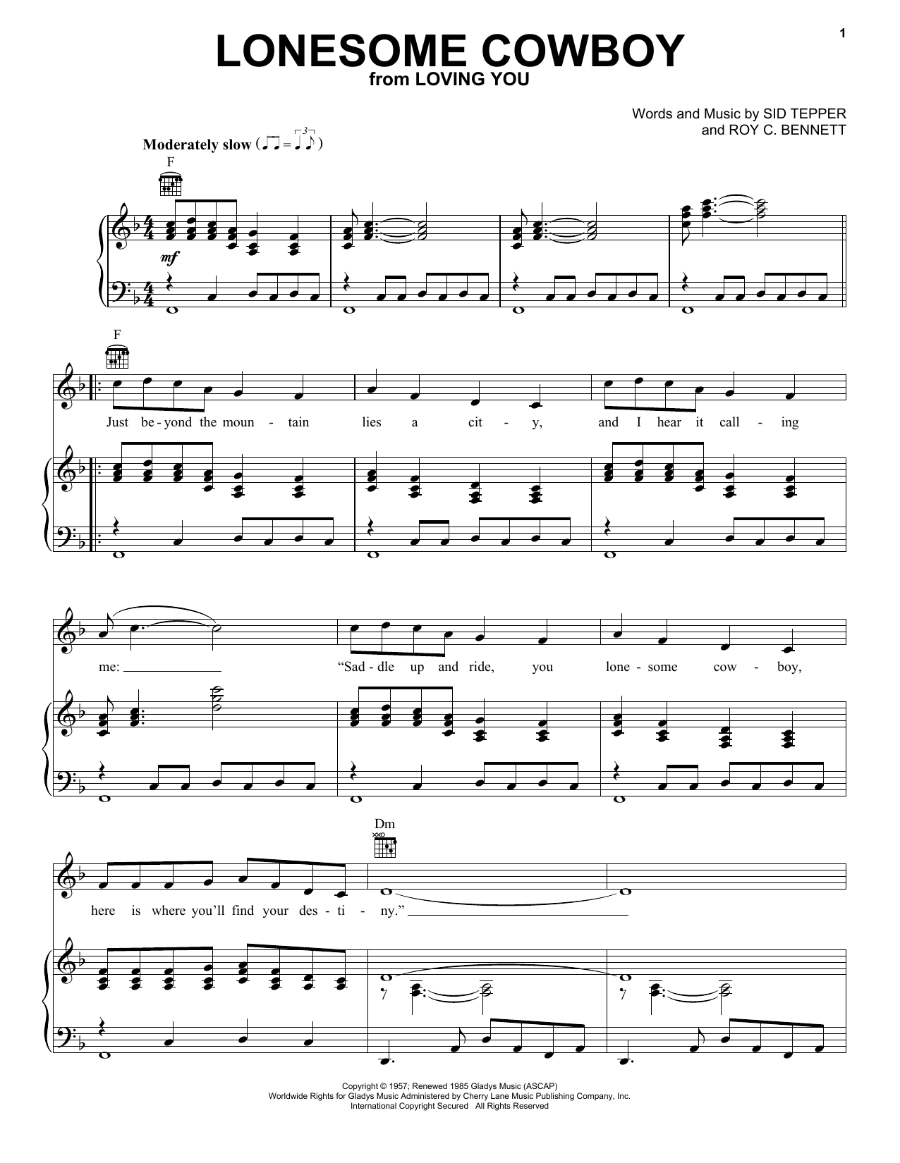 Produktgalerie: Seite 1 von 1 Lonesome Cowboy, Elvis Presley, Gesang, Gitarre, Klavier