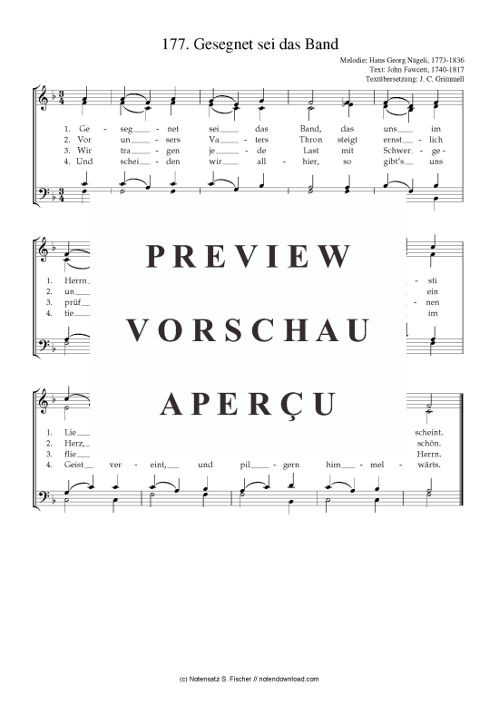 Product picture to: Gesegnet sei das Band Hans Georg Nägeli, 1773-1836 / John Fawcett, 1740-1817