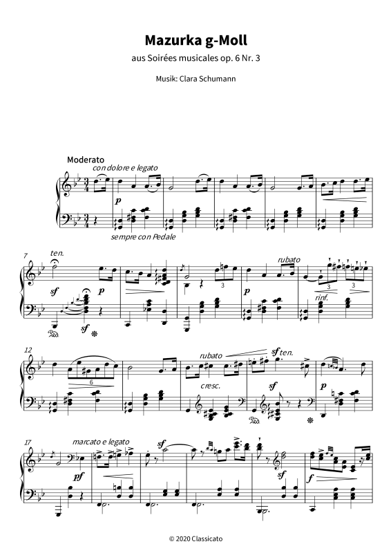 Product picture to: Mazurka G-Moll - aus Soirées musicales op. 6 Nr. 3Clara Schumann