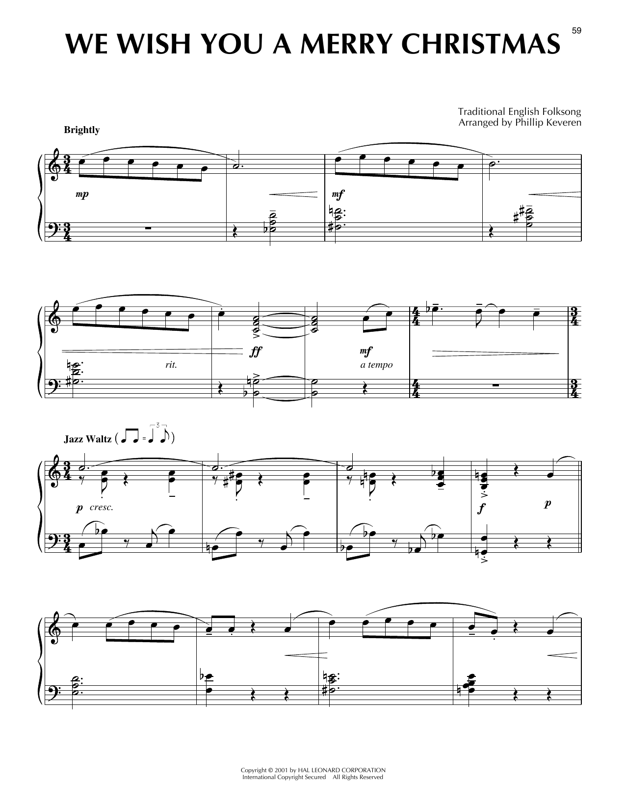 Produktbild zu: We Wish You A Merry Christmas [Jazz version] (arr. Phillip Keveren)