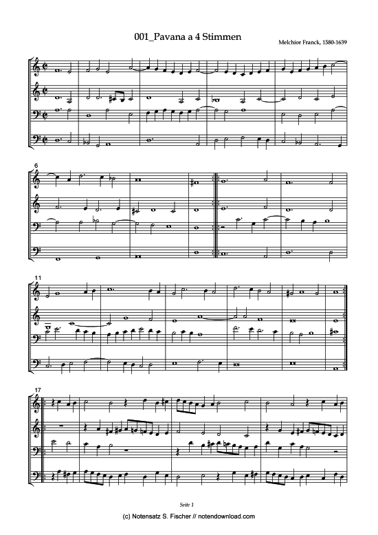 Product picture to: Pavana a 4 StimmenMelchior Franck (1580-1639)