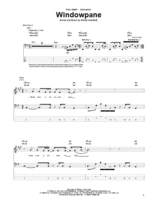 Produktgalerie: Seite 1 von 1 Windowpane, Opeth, E-Bass