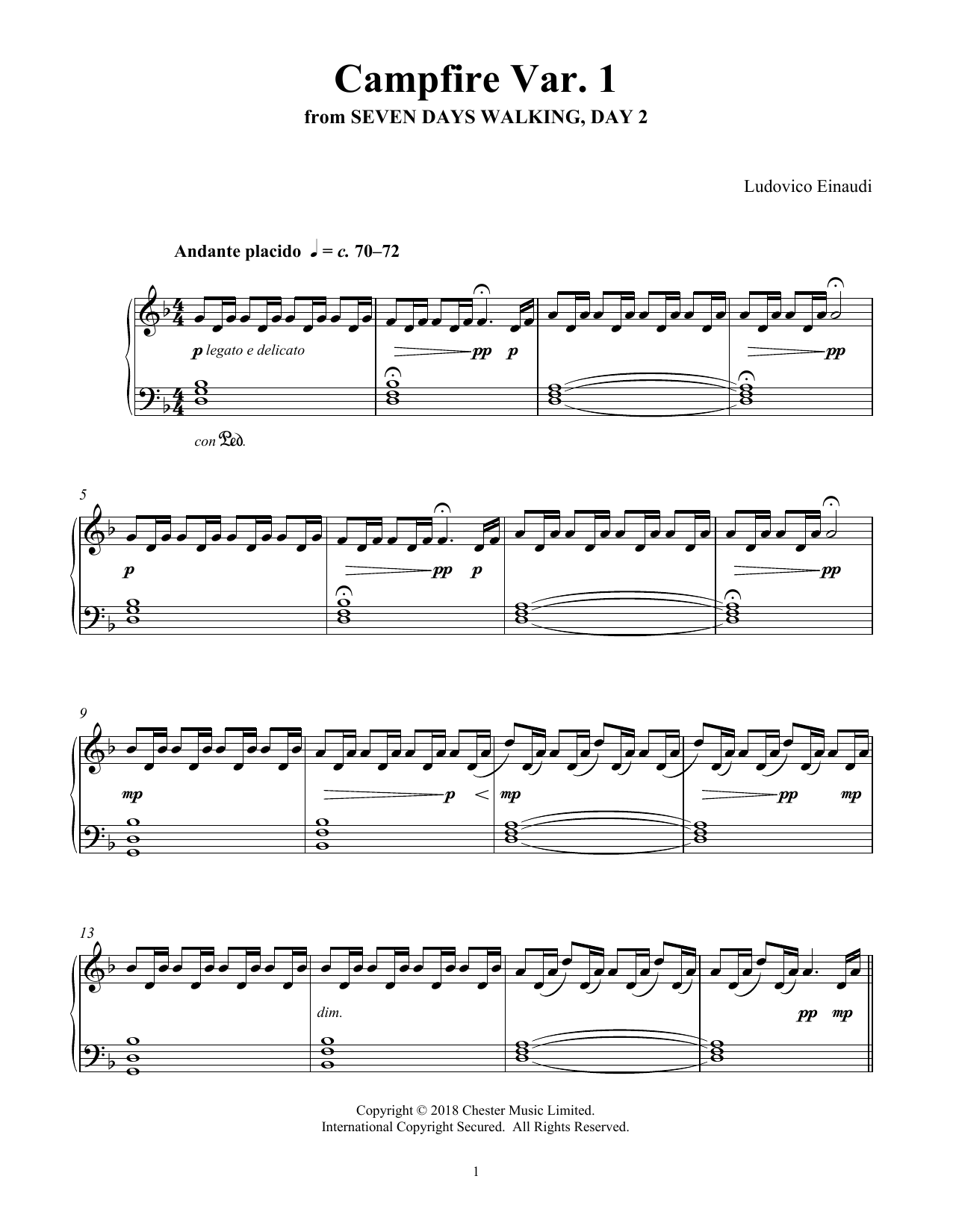 Product gallery: Page 1 of 1 Campfire Var. 1 (from Seven Days Walking: Day 2), Ludovico Einaudi