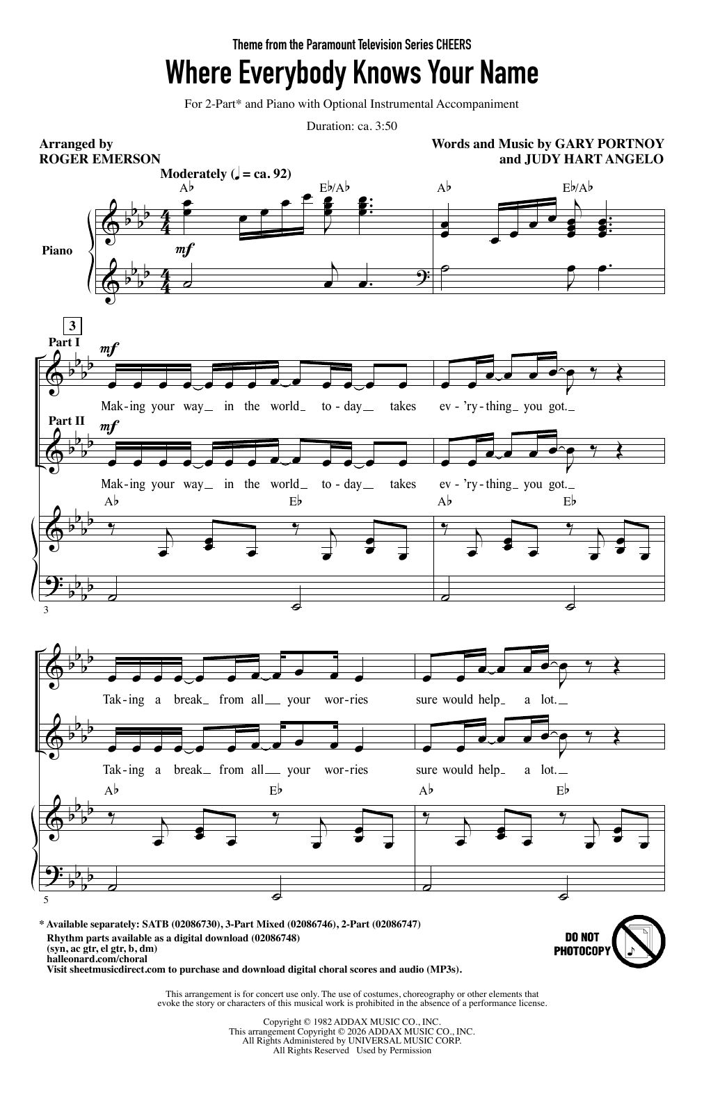 Produktgalerie: Seite 1 von 1 Where Everybody Knows Your Name (arr. Roger Emerson), Gary Portnoy, Chor