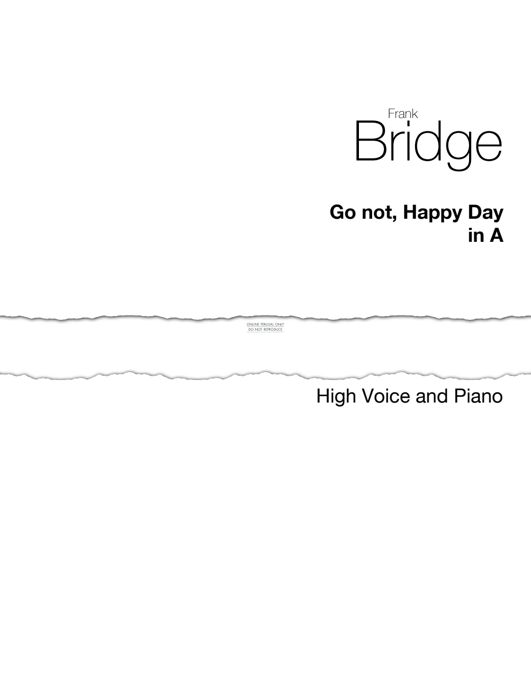 Produktgalerie: Seite 1 von 1 Go Not Happy Day, Frank Bridge, Gesang, Klavier