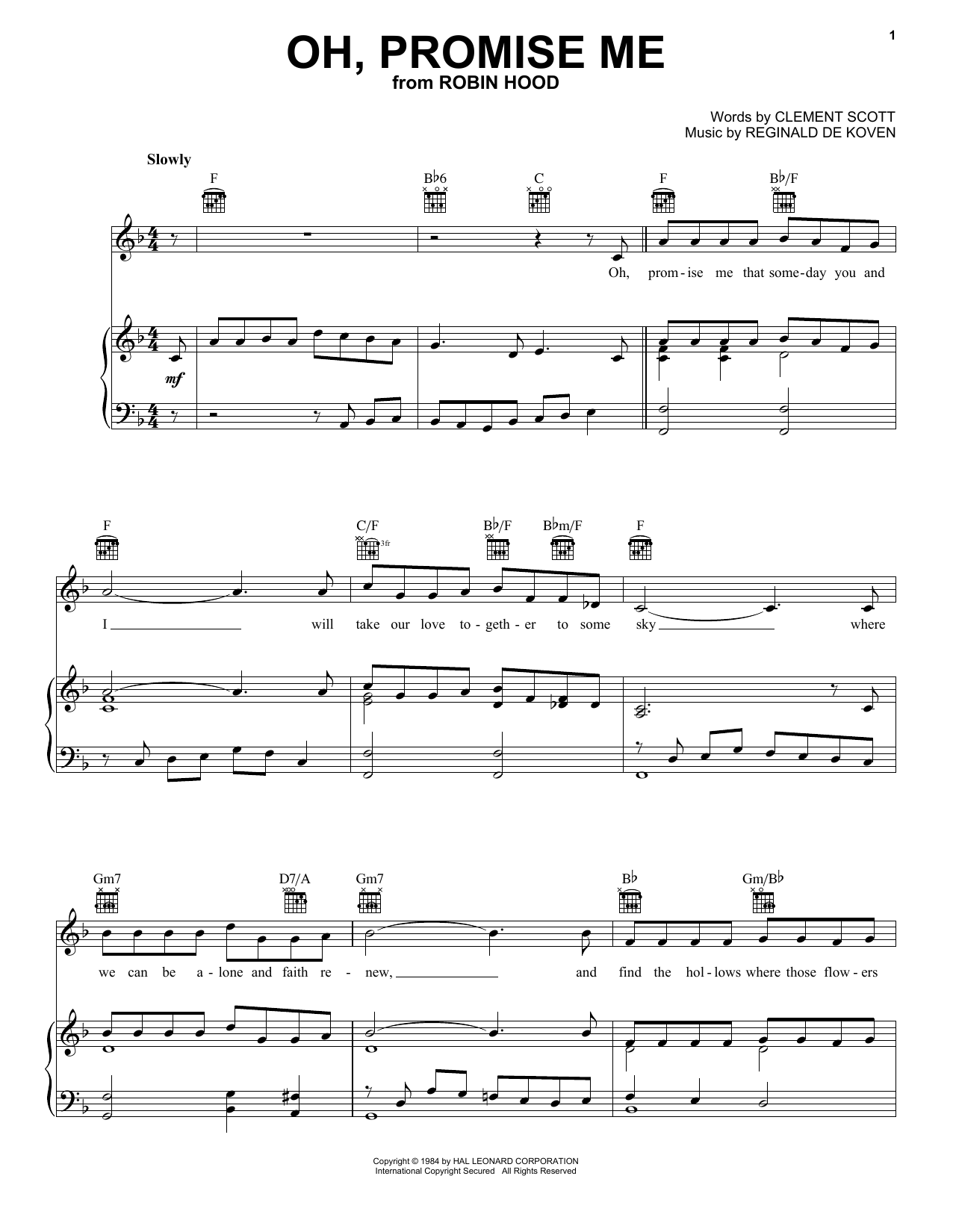 Produktgalerie: Seite 1 von 1 Oh, Promise Me, Clement Scott, Gesang, Gitarre, Klavier