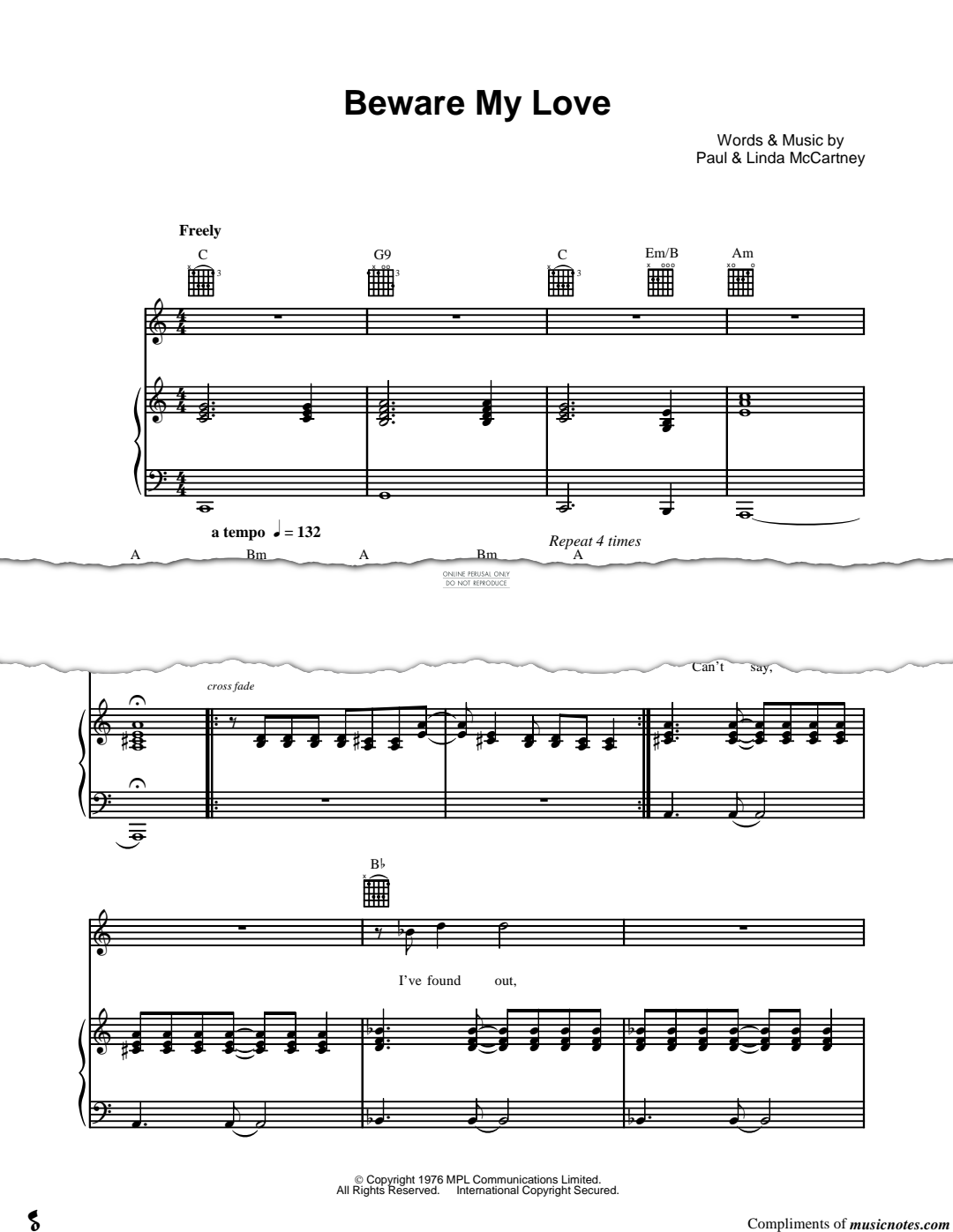 Produktgalerie: Seite 1 von 1 Beware My Love, Paul McCartney, Gesang, Gitarre, Klavier