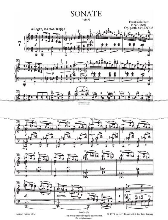 Produktgalerie: Seite 1 von 1 Piano Sonata Op. 164 D537, Franz Schubert, Klavier