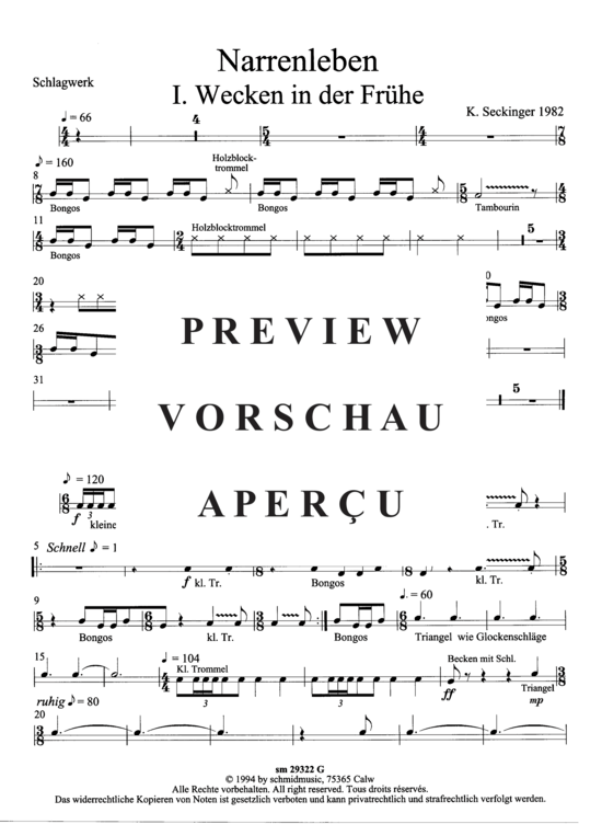 Product gallery: Page 2 of 4 Narrenleben , , (Suite for trumpet + ensemble) Percussion