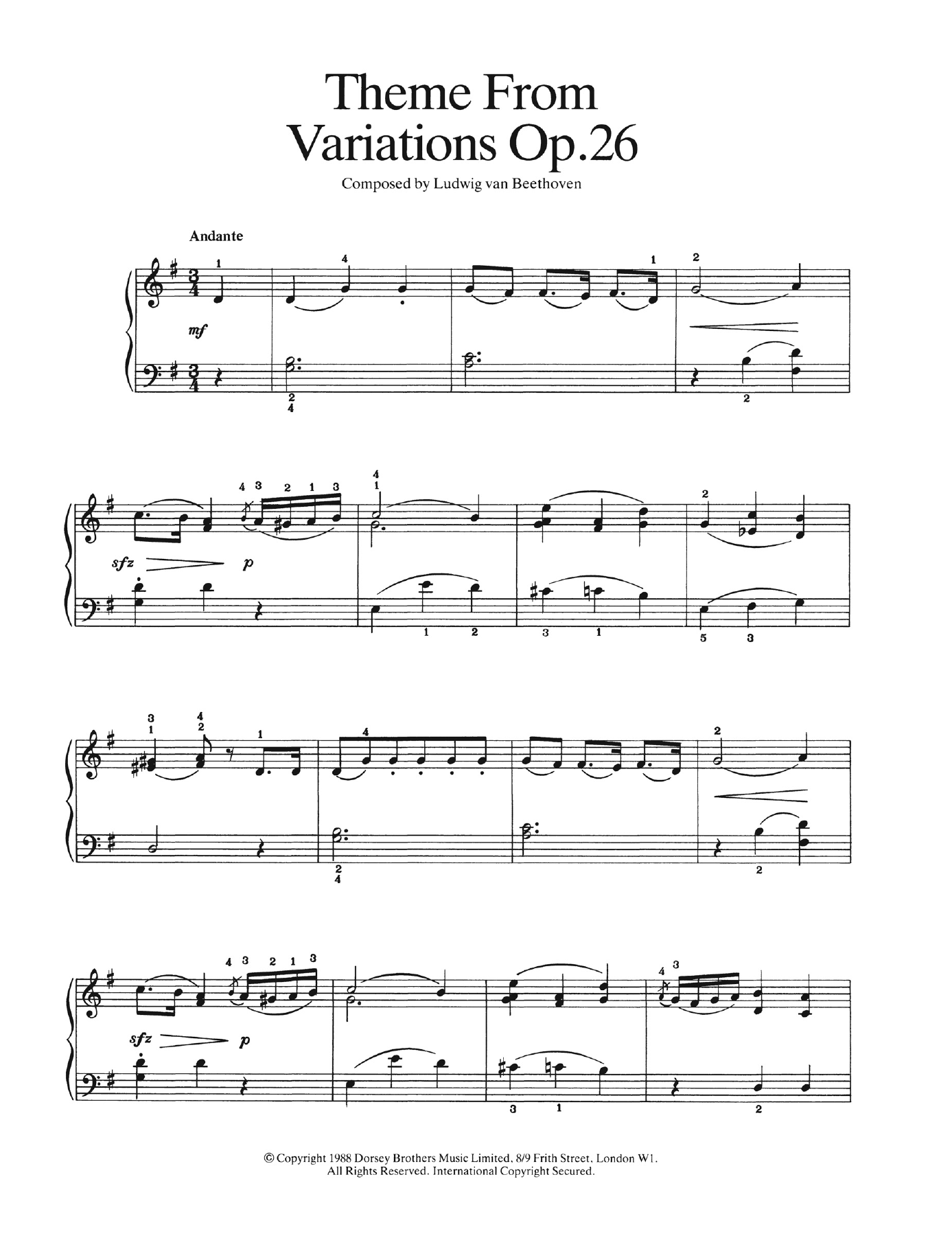 Produktbild zu: Theme from Variations Op. 26
