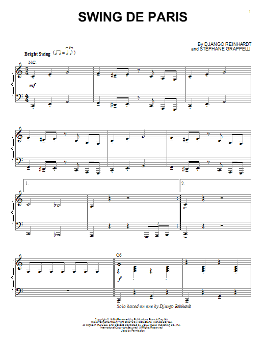 Product gallery: Page 1 of 1 Swing De Paris (arr. Brent Edstrom), Django Reinhardt
